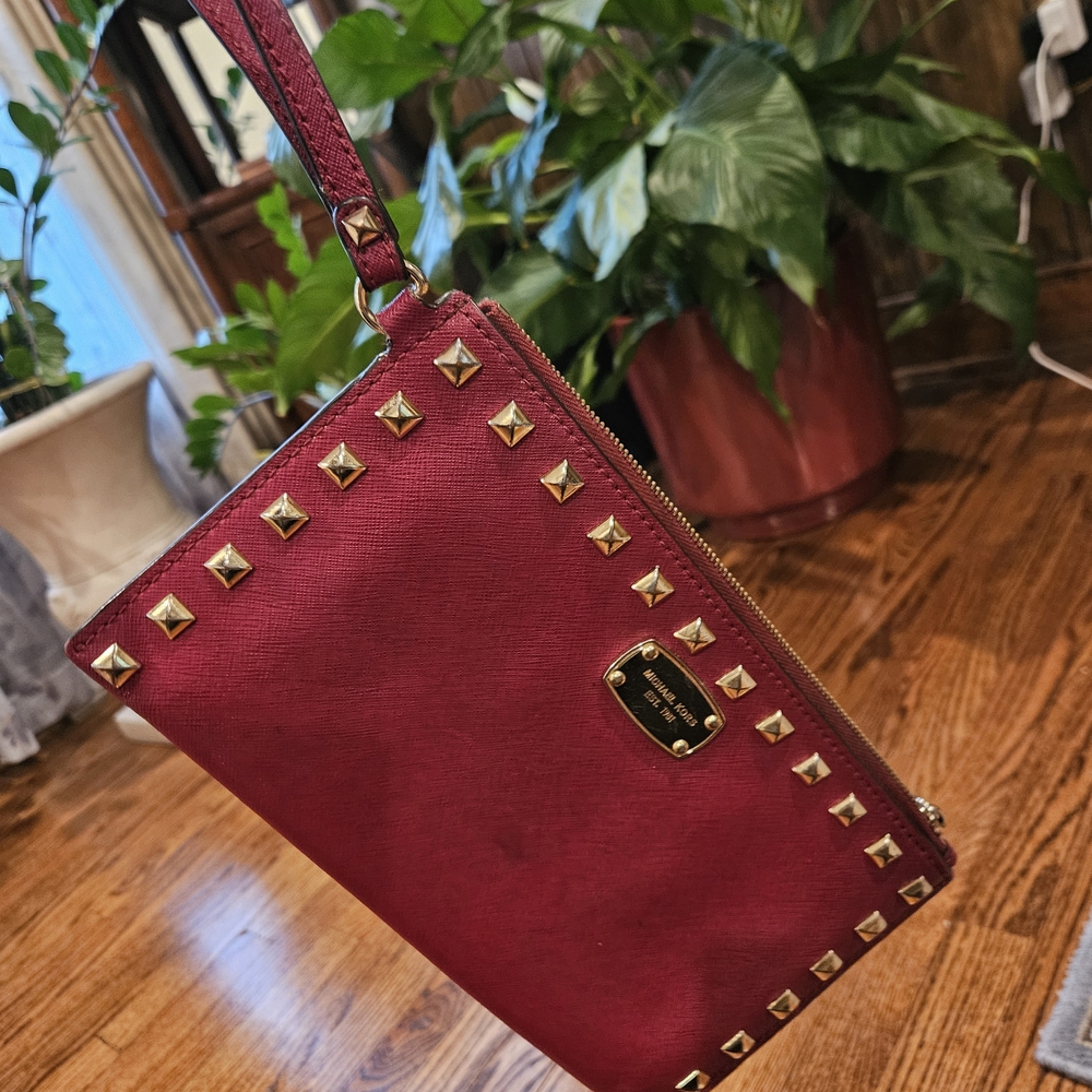 Michael Kors Red Studded Clutch Wristlet